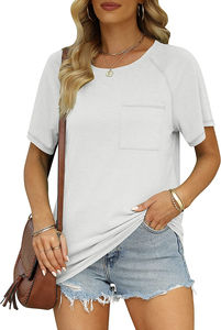 Camiseta básica para mujer, ropa informal, cuello redondo, tallas grandes, camisetas cortas para damas con calidad económica. - Product Image 2