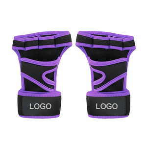 Neoprene <b>Half</b> Finger Fitness Gloves With Adjustable Wrist Strap Non <b>Slip</b> Grip For Gym Weight Lifting Unisex Black Purple - Product Image 1