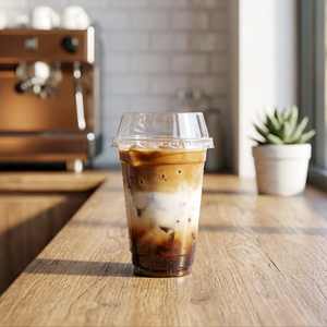 QUANG QUAN 16/22/24oz Clear PP/PET Disposable Single Wall <b>Plastic</b> <b>Cup</b> with 95mm Lid for Cold Coffee & Tea Beverages - Product Image 1