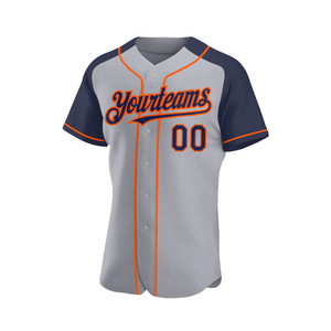 Maillot de baseball imprimé gris marine pour homme, manches courtes, boutonné, personnalisable avec nom et numéro sur le devant, uniforme sportif éco-responsable pour équipe - Product Image 2