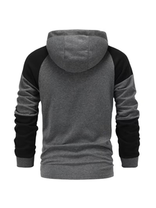 Chaqueta Deportiva para Hombre con Capucha Desmontable, Cierre de Cremallera, Ropa Casual de Invierno, Talla Grande, Corte Regular, Gris, Negro, Poliéster, Algodón - Product Image 3
