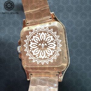 Montre de luxe pour homme Charm Jewells, boîtier carré en acier inoxydable 40 mm, cadran en verre cristal, bracelet 20 cm, mouvement mécanique, étanche 10 bars - Product Image 2