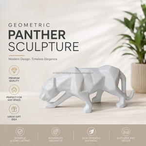 Escultura de Pantera Geométrica de Cerámica AG Elements, Figura Animal Moderna para Decoración del Hogar con Temática de Conexión, Juego de Múltiples Piezas para Mesa - Product Image 4