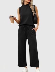 Womens Casual Tank and Trouser <b>Set</b> Lightweight Two Piece Outfit Soft Stretch Fabric Matching <b>Set</b> Elegant Comfortable Daily Wear - Product Image 2