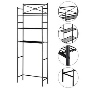 Scaffale a 3 livelli in metallo nero da posizionare sopra il WC per l'organizzazione del bagno - Product Image 6