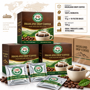 กาแฟเวียดนามไฮแลนด์ดริป 100% พรีเมี่ยมโรบัสต้า 15 กรัม x 10 ซอง แบบพกพา กาแฟโรบัสต้าเวียดนามดริป ชงดื่มได้ครั้งเดียว - Product Image 5
