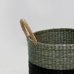 Ensemble de 4 paniers de rangement en jonc de mer bicolore avec poignées de transport rondes et hautes - Product Image 2