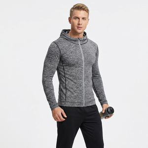 Men's Hooded <b>Zipper</b> <b>Sweatshirt</b> Slim Fit Quick Dry Knitted Sporty Solid Color Autumn Wear - Product Image 6