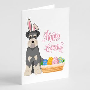 Whimsical A7 Size 5x7 Blank Note <b>Cards</b> <b>Pack</b> 8 Natural Salt Pepper Ear Schnauzer <b>Easter</b> Greeting <b>Cards</b> with Envelopes - Product Image 1