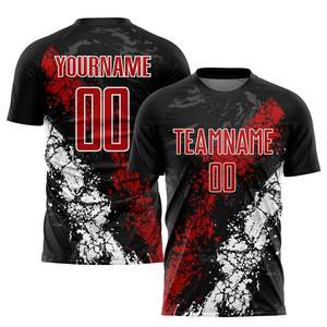 เสื้อฟุตบอลแบบซับลิเมชั่นสั่งทำพิเศษสำหรับผู้ชาย สีดำลายสก็อตทอง พร้อมชื่อทีม 00 ระบายเหงื่อได้ดี แขนสั้น คอวี ทรงแอธเลติก เหมาะสำหรับฤดูหนาว - Product Image 4