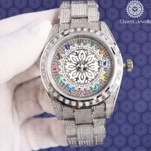 Reloj de Lujo para Mujer Charm Jewells, Caja Redonda de Acero Inoxidable de 38 mm, Cuarzo Analógico, Incrustado con Diamantes, Brazalete de Moda - Product Image 1