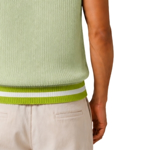 <b>Mens</b> Mint Green With Lime Green And <b>White</b> Contrast Stripe Summer Knit Sweater <b>Vest</b> V Neck Sleeveless Pullover Customized Logo - Product Image 6