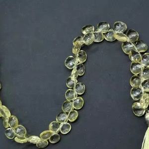 100% cuentas en forma de corazón facetadas de cuarzo limón Natural para la fabricación de joyas cuentas Briollette de piedra de llegada - Product Image 1