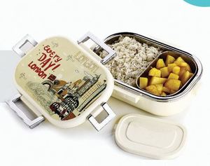 Lonchera Steelo Plus 700+150 ML, lonchera rectangular de plástico con 2 compartimentos, tapa desmontable portátil, fácil de limpiar, de dos niveles. - Product Image 6