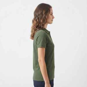 Polo pour femme Hawk Eye, vert, manches courtes, couleur unie, décontracté, respirant, coton piqué, logo brodé sur le devant - Product Image 5
