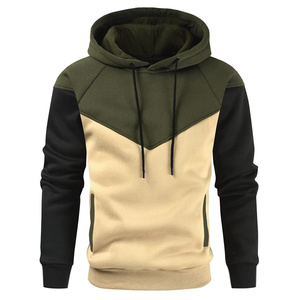 Sweat-shirt à capuche pour homme en coton 100% avec blocs de couleur, manches raglan, pull décontracté, séchage rapide, beige, blanc, noir, automne - Product Image 5