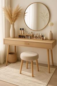 Tocador con Espejo Redondo para Niña, Tocador de Madera de Mango - Product Image 2
