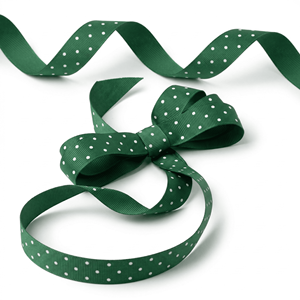 ริบบิ้นโกรเกรนลายจุดสีเขียวขาวขนาด 6 มม. จากนีลคามัล อินดัสทรีส์ ขายส่งสำหรับทำโบว์ติดผม งานฝีมือ บรรจุภัณฑ์ และงานเย็บผ้า - Product Image 1
