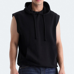 High Quality 100% Cotton Embroidered Pullover <b>Hoodie</b> <b>Sleeveless</b> - Product Image 6