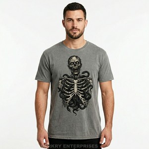 เสื้อยืดสีเทาเฮเธอร์ลายหัวใจซอมบี้สไตล์มินิมอลสำหรับผู้ชาย พิมพ์ลายกราฟิกเรียบง่าย ทรงแอธเลติก สตรีทแวร์ ผลิตจากโรงงาน - Product Image 6