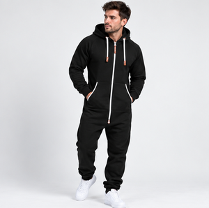 Custom <b>Men</b>’s Tracksuit <b>Jumpsuit</b> – Full Zip Hooded Fleece Romper <b>for</b> Casual & Streetwear - Product Image 5