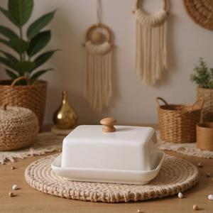 Mantequillera Artesanal con Acabado Glaseado Moteado, Tapa Redonda, Agarre Suave, Plato para Servir, Elegante Almacenamiento de Mantequilla para la Encimera de la Cocina - Product Image 5