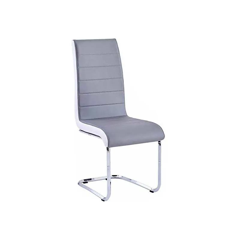 Modern Dining Chairs Grey White Side Dining Room Chairs Kitchen Chairs with Faux Leather Padded Seat