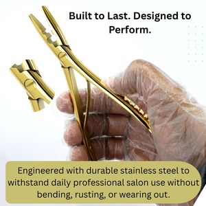 Herramienta de crimpado de alta resistencia con dos orificios para extensiones de cabello, alicates de instalación de micro anillos y nano anillos de acero inoxidable - Product Image 6