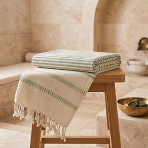 100x180 cm <b>Pink</b> Striped Peshtemal Bath <b>Towel</b> Woven Recycled Cotton Fouta Sand Free Beach Blanket Boho Fringe Wholesale OEM - Product Image 5