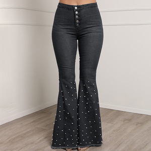 Jeans Ajustados de Alta Calidad con Cuentas para Mujer, Jeans Ajustados Elásticos para Mujer - Product Image 2