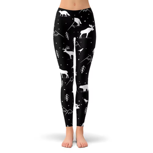 Leggings de sport pour femme, imprimé animal noir doux, taille haute, compression, extensibles, pour yoga et fitness - Product Image 1