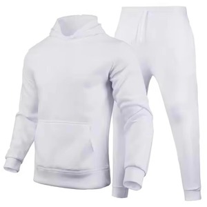 Ensemble de survêtement pour homme, sweat-shirt gris, pantalon de jogging noir, vêtements de sport décontractés, manches longues, couleur unie, coton respirant, tenue deux pièces - Product Image 5