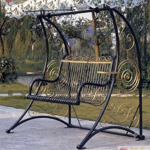 Chaise suspendue de jardin en fer forgé galvanisé à chaud, résistante à la rouille, de style victorien, pour 2 personnes - Product Image 4