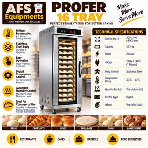 Armoire de levage électrique professionnelle AFS Equipments Profer à 16 plateaux en acier inoxydable, 2,6 kW, 220 V, pour boulangerie commerciale - Product Image 1