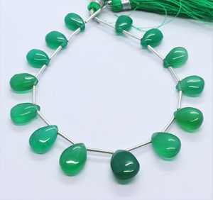 Perles d'onyx vert naturel lisses en forme de poire 8x12 mm, onyx briolette 7 pouces, perles d'onyx vert lisses en forme de poire pour la création de bijoux - Product Image 3