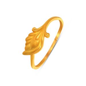 Anillo Elegante de Pluma y Hoja en Oro Amarillo Sólido de 10K para Mujer, Joyería Fina, Fabricante Mayorista para Exportación - Product Image 1