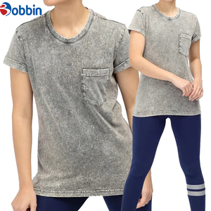 Premium Slim Vintage ácido lavado camisetas para mujeres personalizado impreso tamaño personalizado 100% alta calidad peso pesado algodón transpirable - Product Image 5