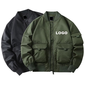 Chaqueta Bomber Casual de Nylon para Hombre, Cuello Alto, Cierre Completo, Diseño Varsity Elegante, Logotipo Personalizado, Chaqueta Holgada de Lona Personalizada - Product Image 1