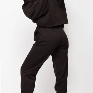 Ensemble de survêtement de sport pour femme grande taille, ensemble 2 pièces en coton : sweat à capuche court et pantalon de survêtement - Product Image 6