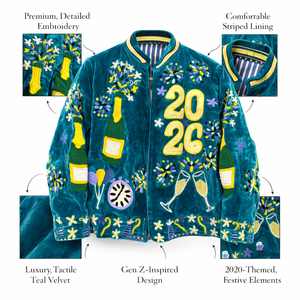 เสื้อแจ็คเก็ตกำมะหยี่ทำมือ ซับในผ้าฝ้าย ปักลายปี 2026 สำหรับผู้หญิง สวมใส่ในงานปาร์ตี้ ทรงบอมเบอร์ - Product Image 2