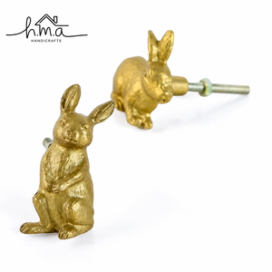Handmade Solid Brass Rabbit Cabinet Knob Animal Decorative <b>Drawer</b> <b>Pull</b> Dresser Wardrobe Kitchen Bathroom Furniture Hardware <b>Gold</b> - Product Image 1