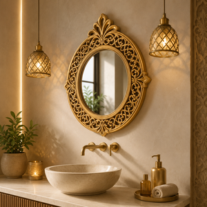 Hot Selling Caravan Hand Carved Wooden Camel Wall Mirror Antique Gold Finish Statement Decorative Mirror Luxury Home Decor - Product Image 5