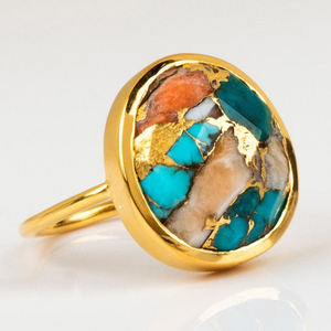 แหวนเงินแท้ 925 ประดับมุกหอยหนามและเทอร์ควอยซ์ทรงเหลี่ยม ดีไซน์โบฮีเมียน นาวาโฮ งานแฮนด์เมด สินค้ามาใหม่ - Product Image 4