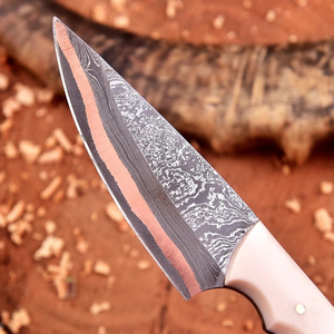 Cuchillo de cocina profesional hecho a mano de acero damasco y cobre, herramienta de cocina para cortar, picar, rebanar y preparar alimentos. - Product Image 5