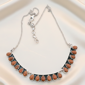 Collar de Concha de Ostra Espinosa Naranja Natural, Plata de Ley 925, Ajustable, Hecho a Mano, Collar con Diseño de Racimo, Joyería - Product Image 3