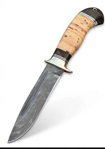 Outil de terrain artisanal personnalisé en acier Damas, manche en écorce de bouleau empilé, garde en laiton - Product Image 5