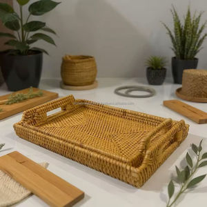 Handmade Serving Food Rattan Trays Durable Natural Rattan Eco Friendly Lightweight Design Bulk Exporter from Vietnam - Product Image 3