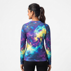 <b>Women</b> Sublimation Rashgaurd Full Sleeve Tight Compression <b>Rash</b> <b>Guard</b> 100% Polyester O-Neck Beachwear Swim Base Layer Shirt - Product Image 2