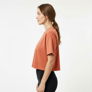 Women Cotton <b>Cropped</b> Short Sleeve T-Shirt Boxy Oversized Streetwear Casual Summer T Shirt OEM Custom Logo Bulk Wholesale - Product Image 3