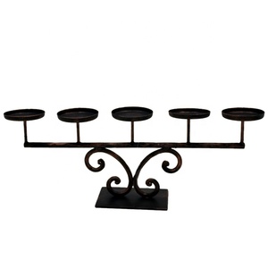 Bougeoir décoratif en fer antique pour la décoration de la maison, bougeoir noir avec finition en cuivre, fait à la main, personnalisé - Product Image 1